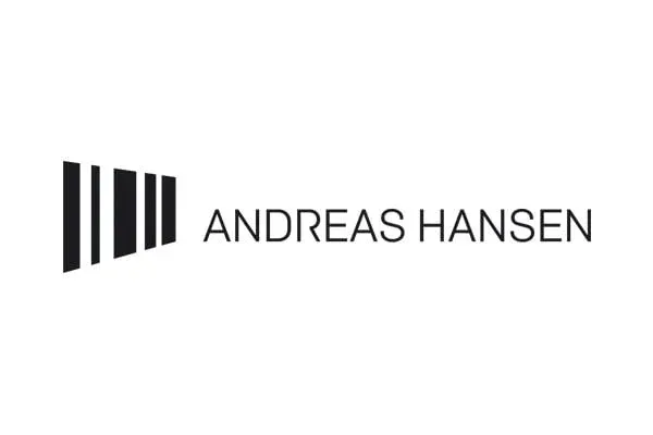 Andreas Hansen logo med striber